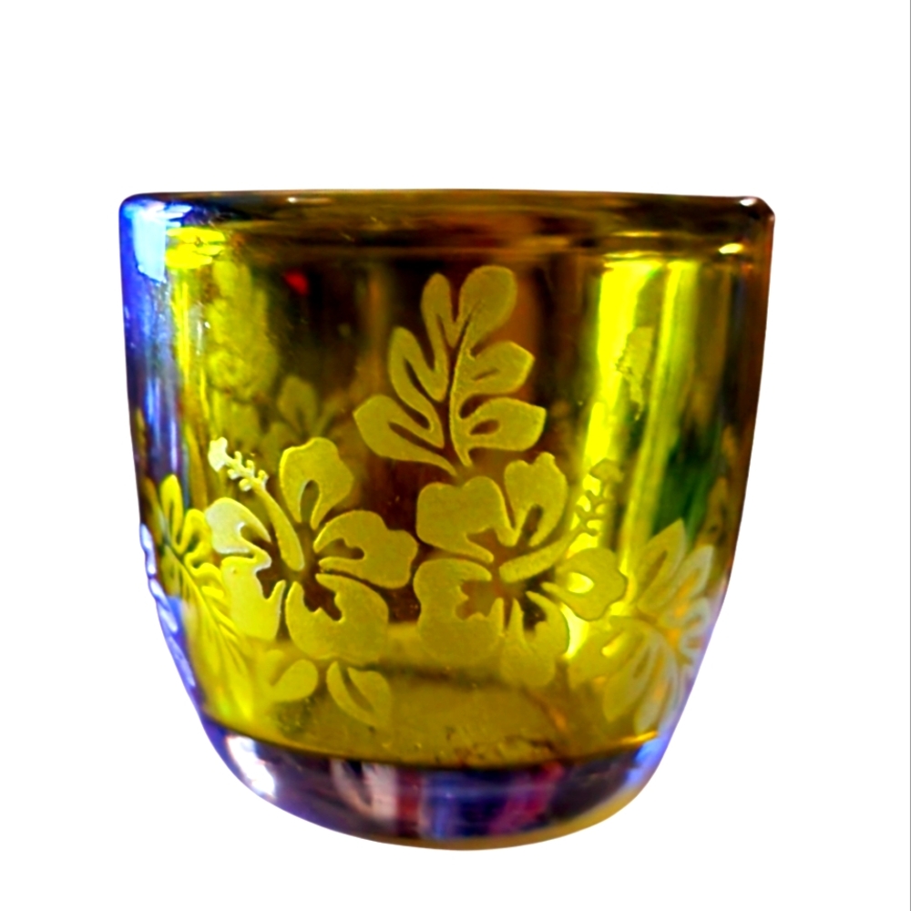 Tommy Bahama Tealight Votive Candle Holder Etched Floral Pattern ~ Rare HTF